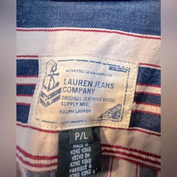90s Ralph Lauren Naval Striped Color Block Denim Jacket - Size L - Picture 4 of 6
